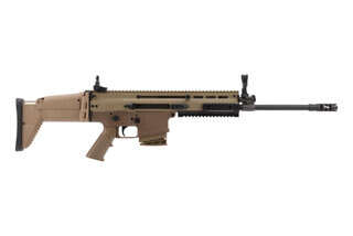 FN SCAR 17S with non-reciprocating charging handle, FDE.